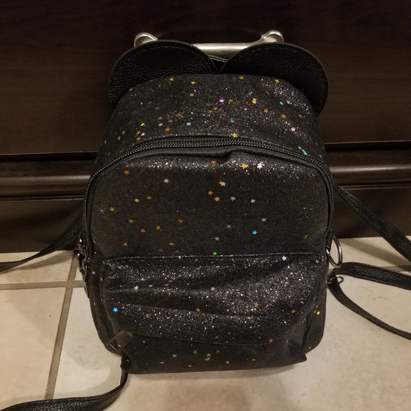 black glitter mini backpack